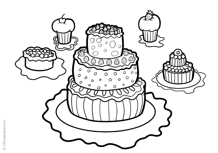 Tortas y Pasteles 14  Dibujos para Colorear 24